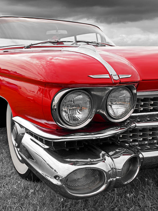 1959 Red Cadillac Headlights Photograph by Gill Billington