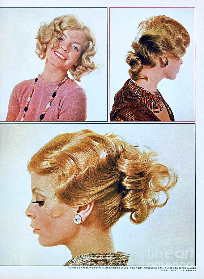 Как сделать прическу 50 х годов 1960 70 Stylish Female Hair Styles Golden Blond Photograph by Vintage Collectabl