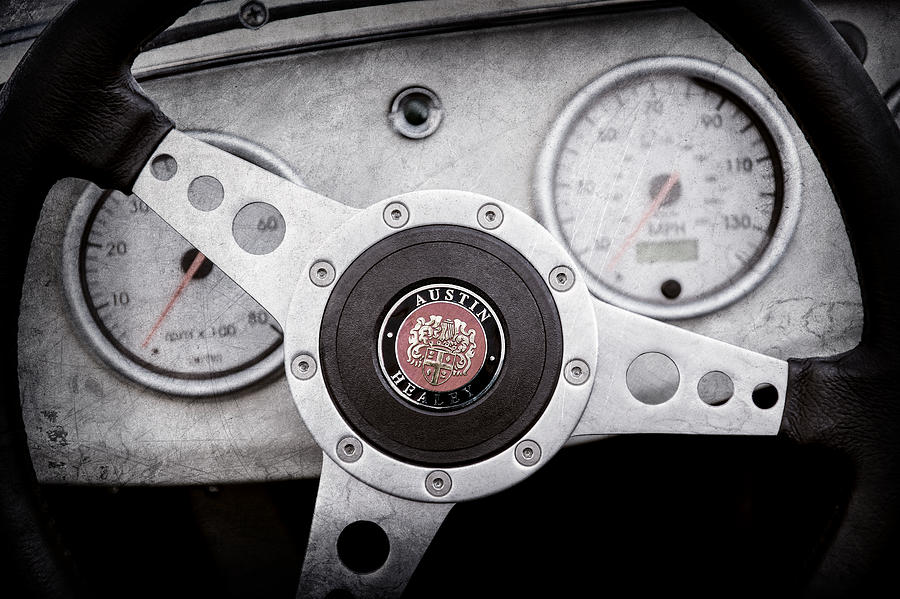 Car Photograph - 1960 Austin-Healey -Bugeye  Sprite MK I Steering Wheel Emblem -1155ac by Jill Reger