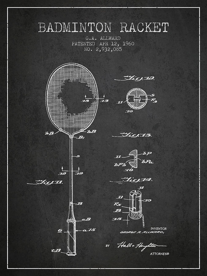 1960 Badminton Racket Patent Spbm01_cg Digital Art