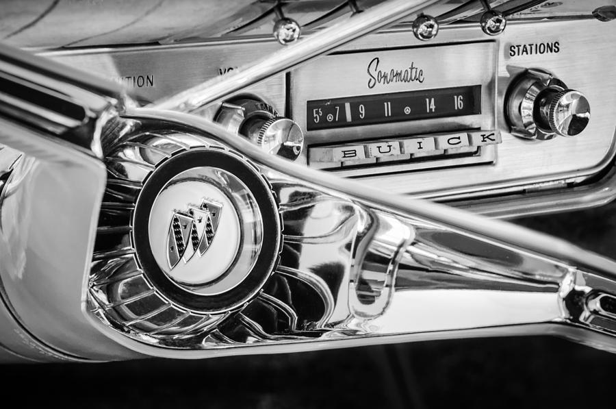 1960 Buick LeSabre Convertible Steering Wheel - Radio -3028bw Photograph by Jill Reger