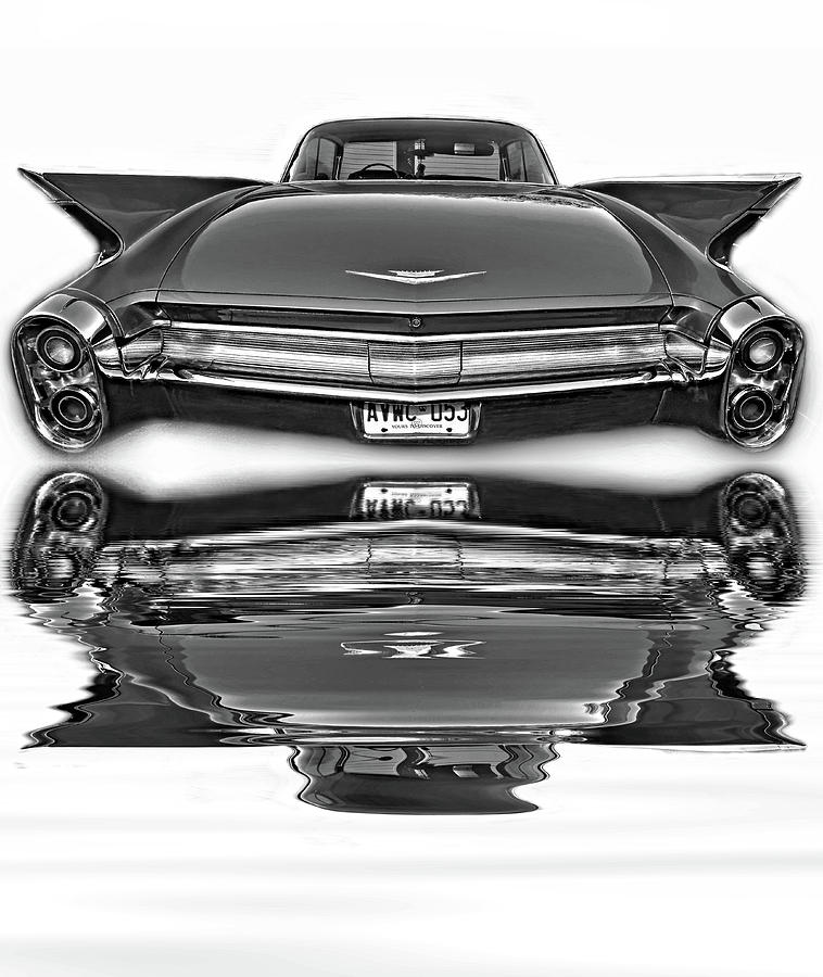 1960 Cadillac - When Chrome Ruled - Reflection bw Photograph by Steve Harrington