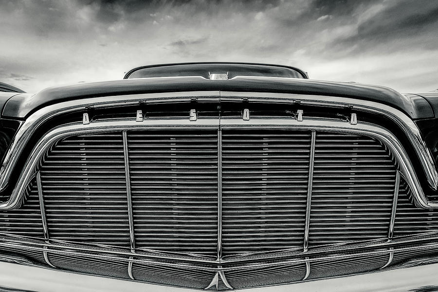 Car Photograph - 1960 Desoto Fireflite Coupe Grille - Monochrome by Jon Woodhams