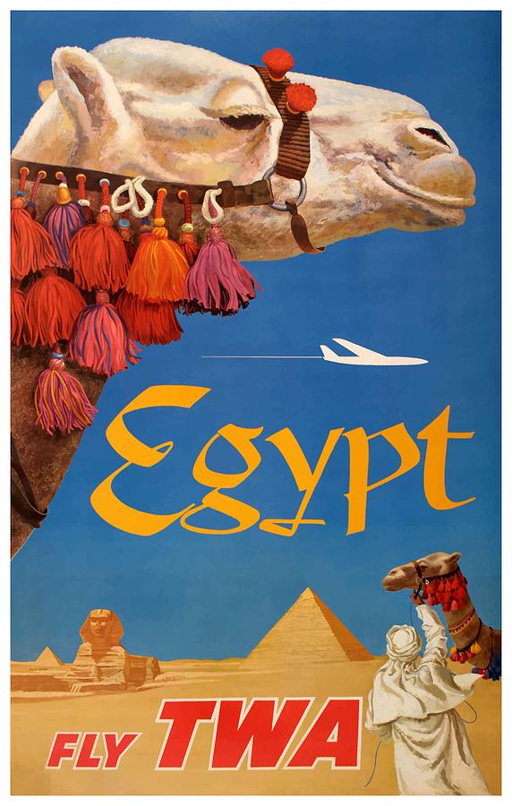 Camel Digital Art - 1960 Egypt TWA David Klein Travel Poster  by Retro Graphics