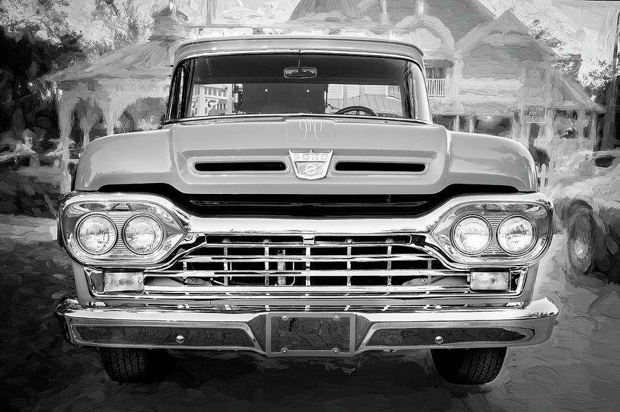 1960 Ford F100 Pick Up Truck BW Photograph by Rich Franco