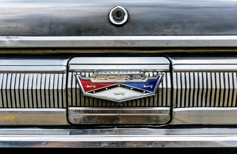 1960 Ford Falcon trunk lid emblem Photograph by Jim Hughes