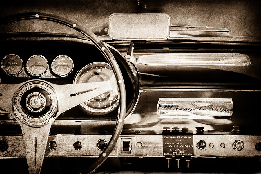 1960 Maserati 3500 GT Spyder Steering Wheel Emblem -0407s Photograph by Jill Reger