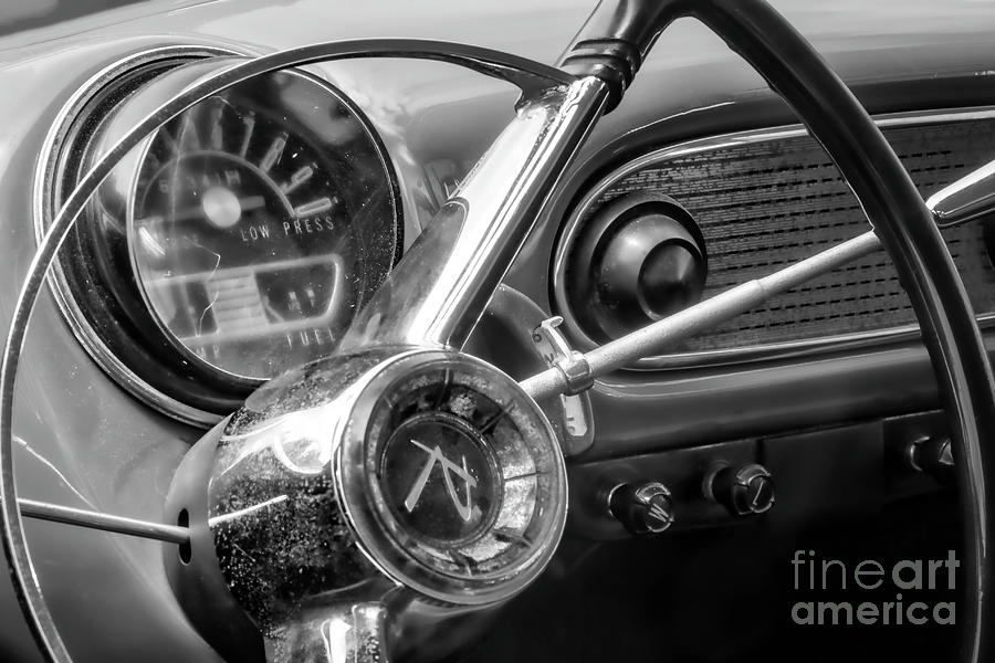 1960 Rambler Dashboard bw Photograph by Jerry Fornarotto