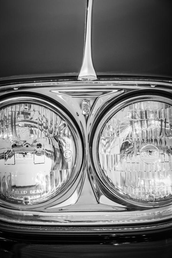 Car Photograph - 1960 Rolls-Royce Phantom V Sedanca De Ville Head Lights -1094bw by Jill Reger