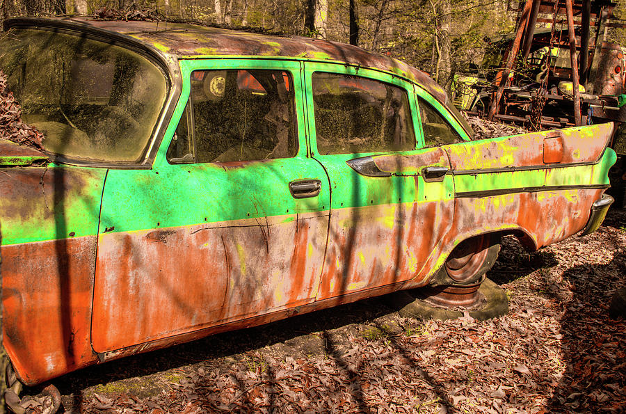 1960 S Car Abandoned in Woods Photograph by Douglas Barnett