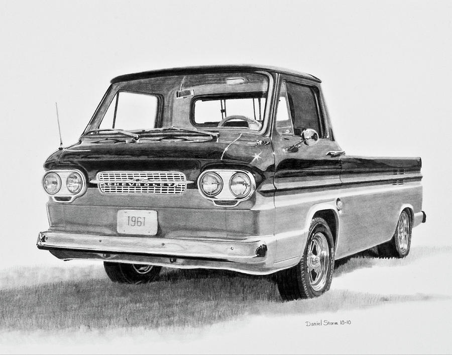 1961 Chevrolet Corvair Rampside Drawing by Daniel Storm