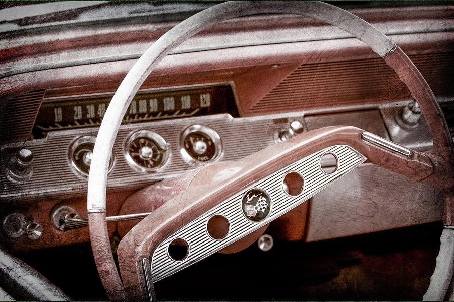 1961 Chevrolet Impala SS Steering Wheel Emblem -1156ac Photograph by Jill Reger