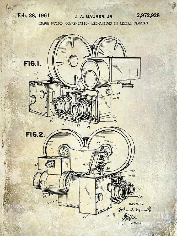 1961 Movie Camera Patent Photograph by Jon Neidert