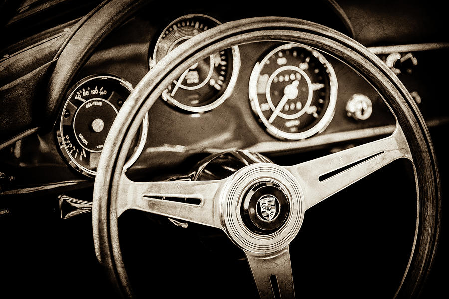 1961 Porsche 356 B Roadster Steering Wheel Emblem -1988s Photograph by Jill Reger