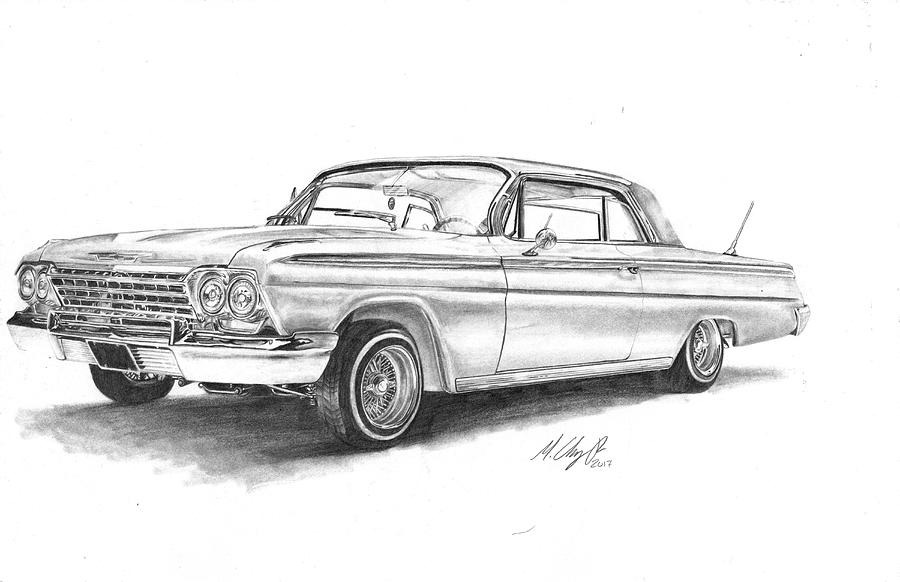 1962 Chevrolet Impala Lowrider Drawing by Mickey Chaney Fine Art America