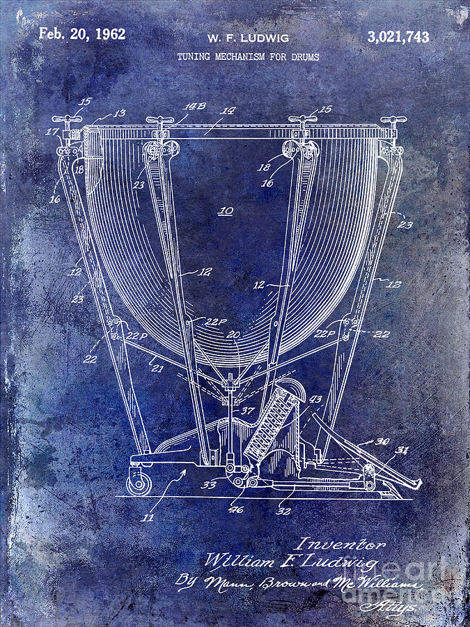 1962 Ludwig Drum Patent Blue Photograph by Jon Neidert
