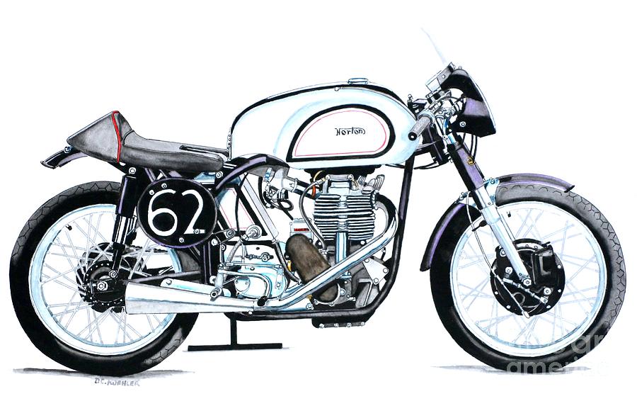 1962 Norton Manx Motorcycle Painting by Donald Koehler