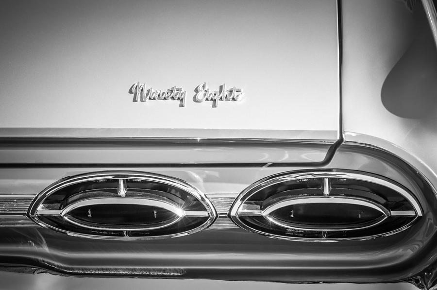 1962 Oldsmobile 98 Tail lights -0128bw Photograph by Jill Reger