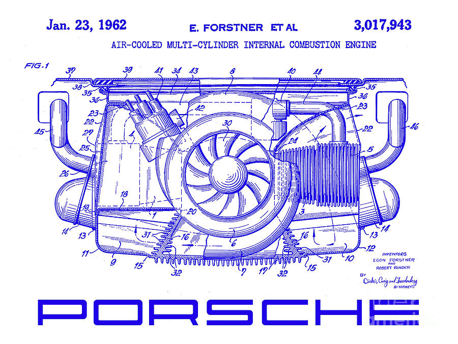 1962 Porsche Engine Patent Blueprint Photograph by Jon Neidert