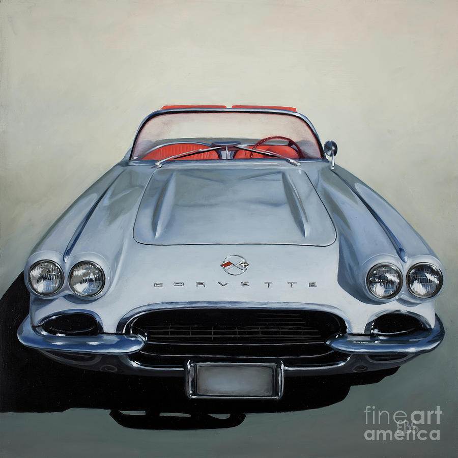60s Painting - 1962 Silver Corvette by Elaine Brady Smith 60s Painting - 1962 Silver Corvette by Elaine Brady Smith