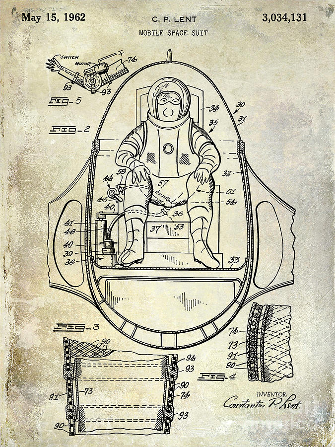 Space Photograph - 1962 Space Suit Patent by Jon Neidert