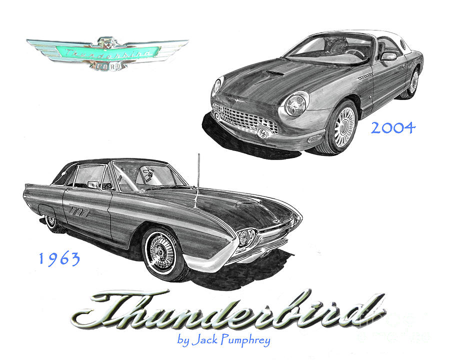 1963 and 2004 Thunderbirds Drawing by Jack Pumphrey