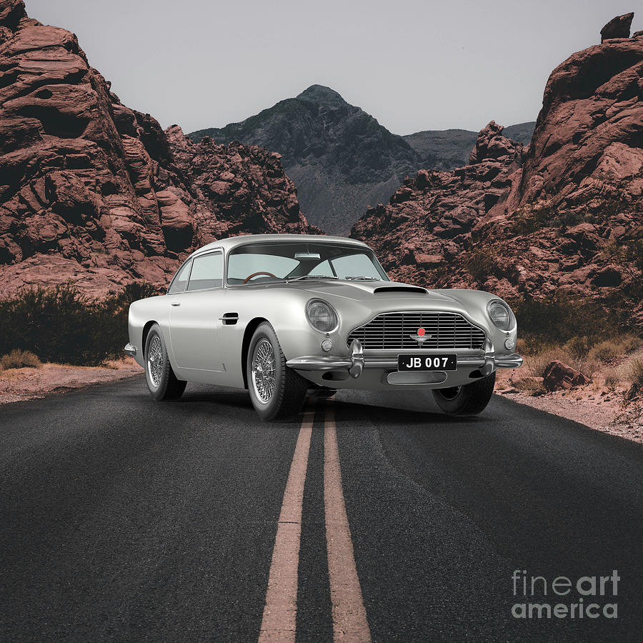1963 Aston Martin DB5 James Bond 007 Digital Art by Edward Fielding