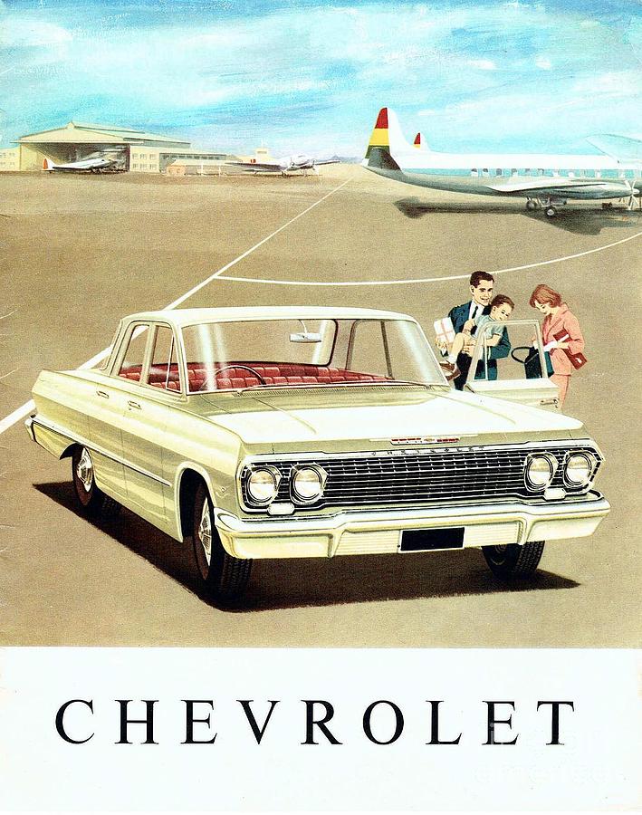 1963 Chevrolet art work brochure front view Painting by Vintage Collectables