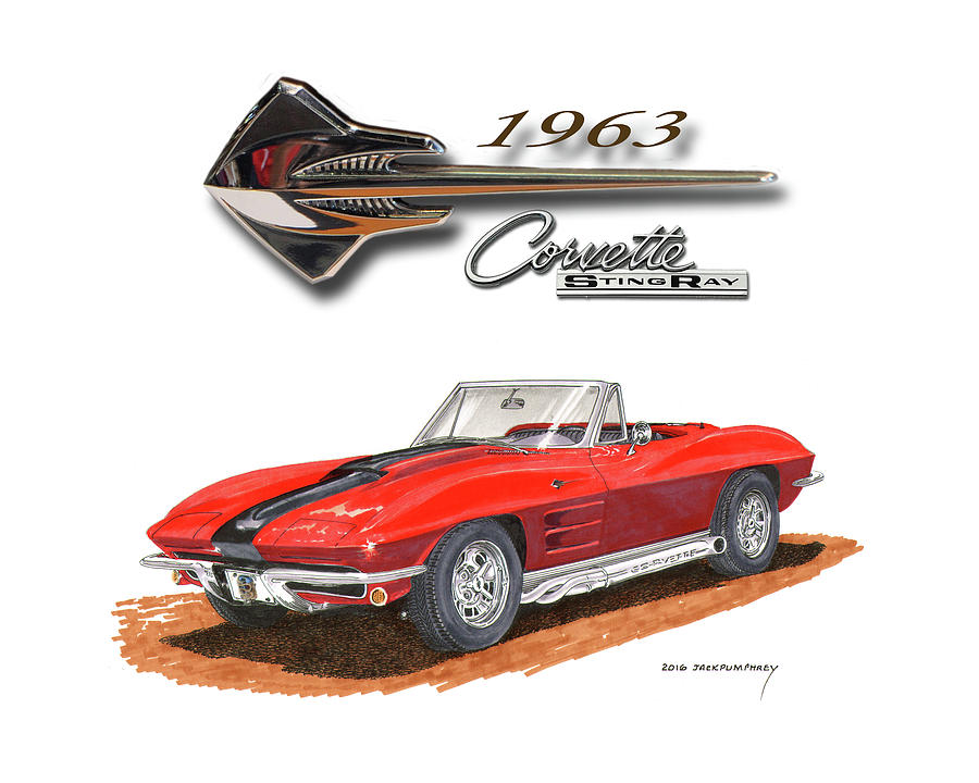 1963 Corvette Stingraw Roadster Painting by Jack Pumphrey