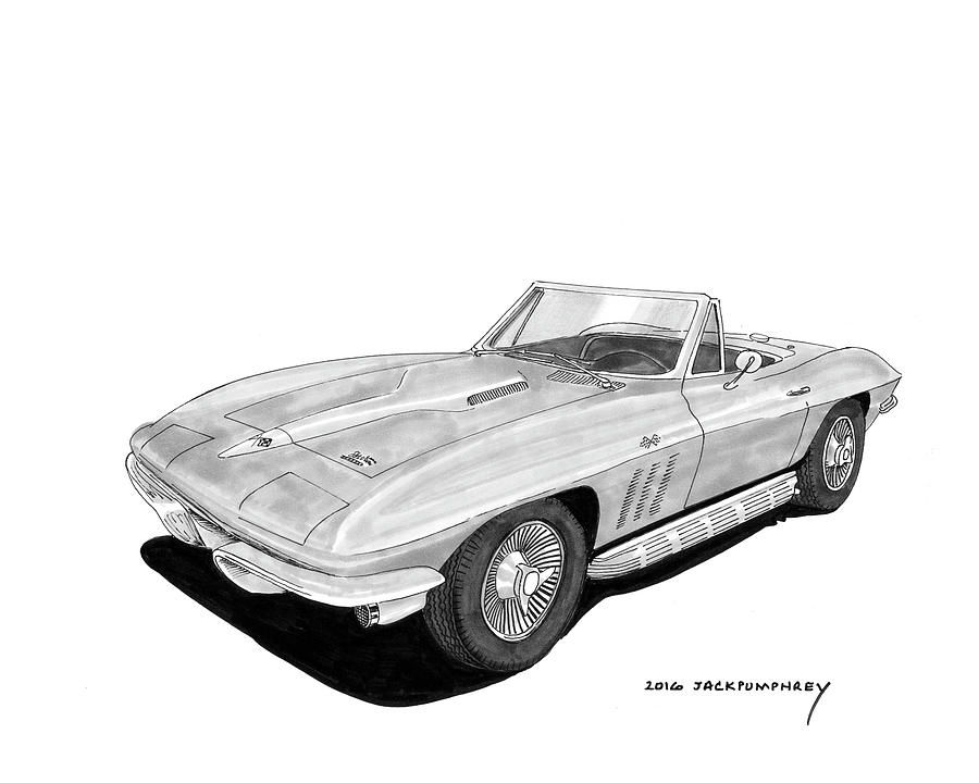 American Muscle Painting - Corvette Roadster by Jack Pumphrey