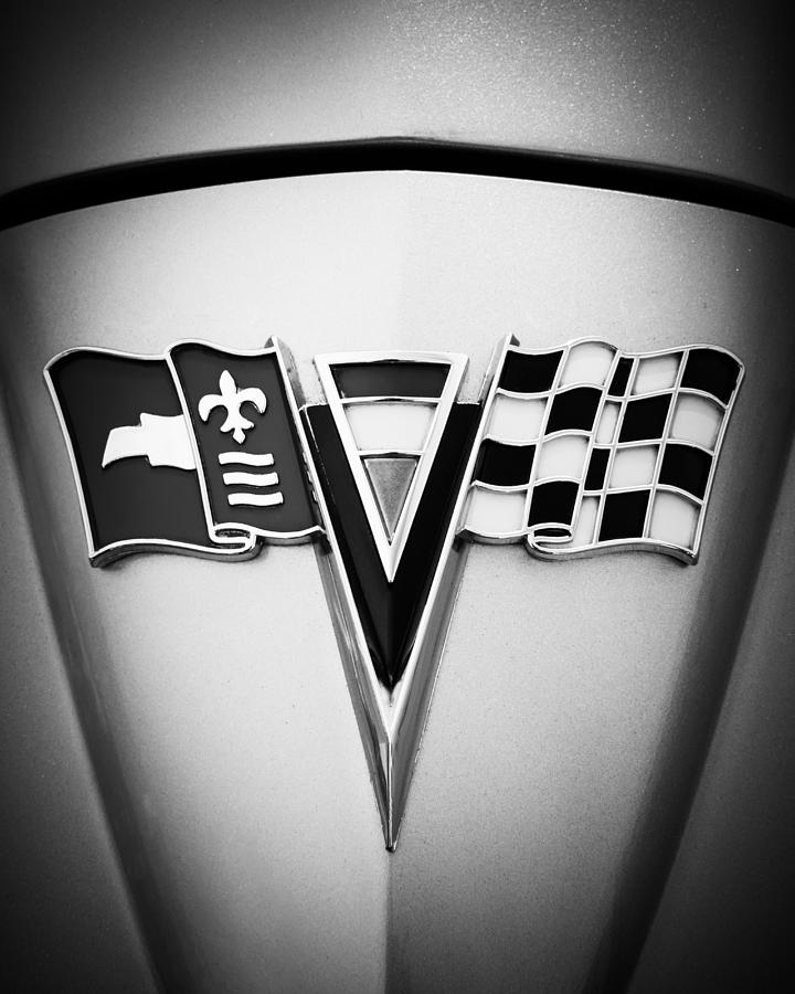 1964 Chevrolet Corvette Sting Ray GM Styling Coupe Hood Emblem -0126bw45 Photograph by Jill Reger