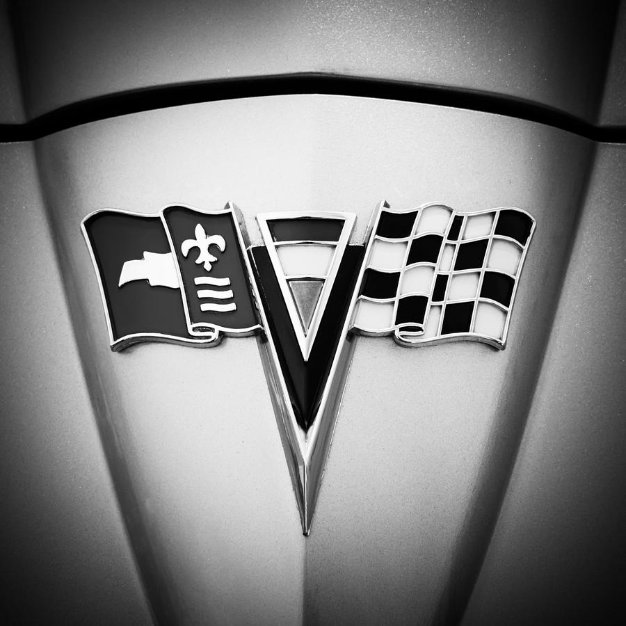 1964 Chevrolet Corvette Sting Ray GM Styling Coupe Hood Emblem -0126bw55 Photograph by Jill Reger