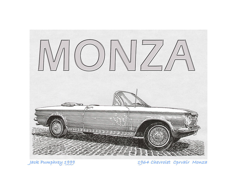 Convertible Drawing - 1964 Corvair Monza Spyder by Jack Pumphrey