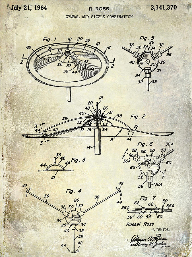 1964 Cymbal Patent  Photograph by Jon Neidert