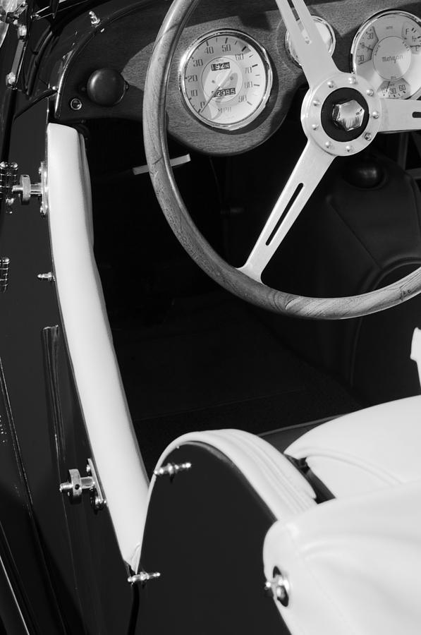 1964 Morgan 44 black and white Photograph by Jill Reger