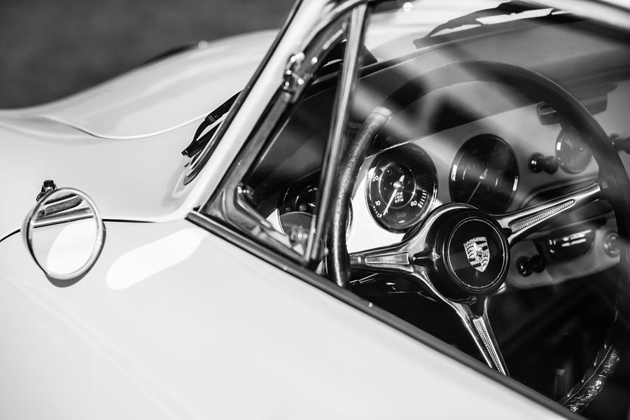 1964 Porsche 356C Steering Wheel Emblem -1421bw Photograph by Jill Reger