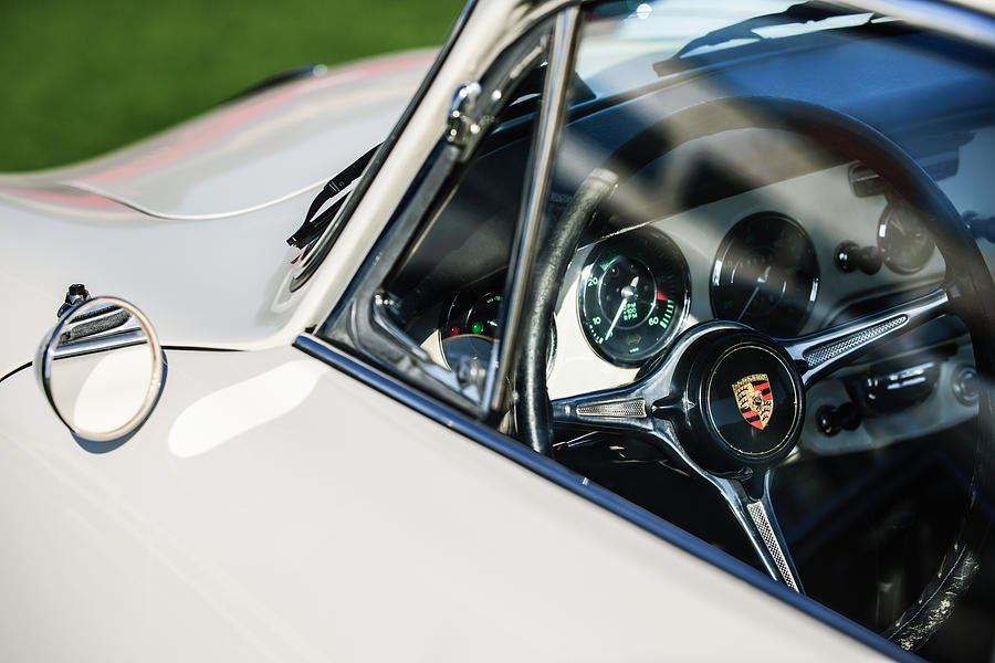 Car Photograph - 1964 Porsche 356C Steering Wheel Emblem -1421c by Jill Reger