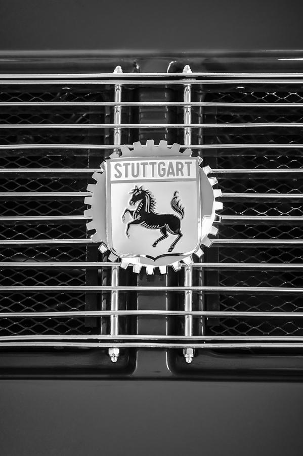 1964 Porsche 911 Stuttgart Emblem -0319bw Photograph by Jill Reger