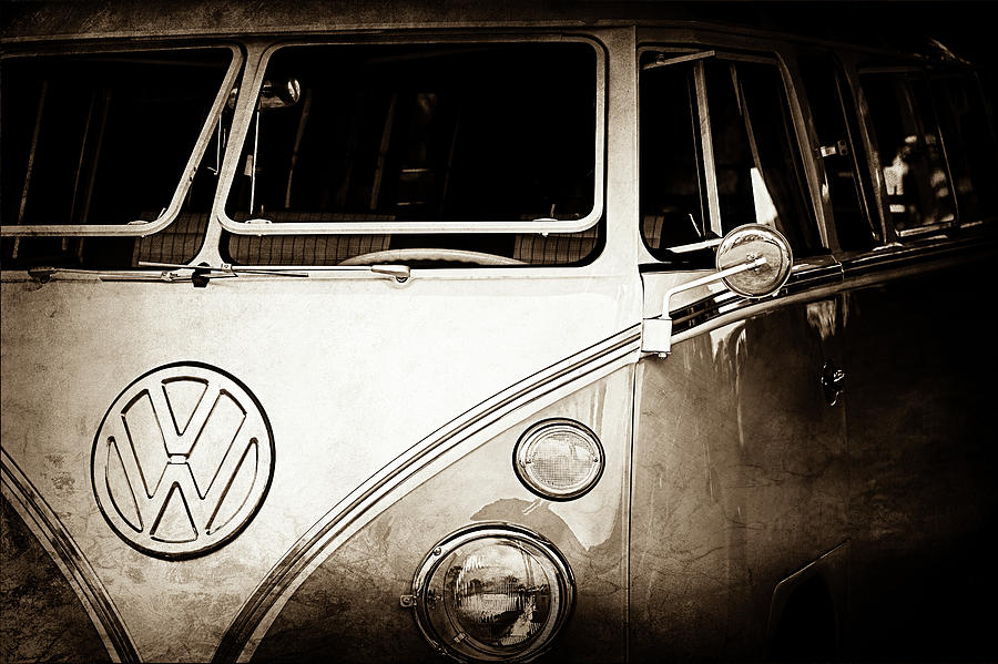 1964 Volkswagen VW Samba 21 Window Bus Emblem -1313s Photograph by Jill Reger
