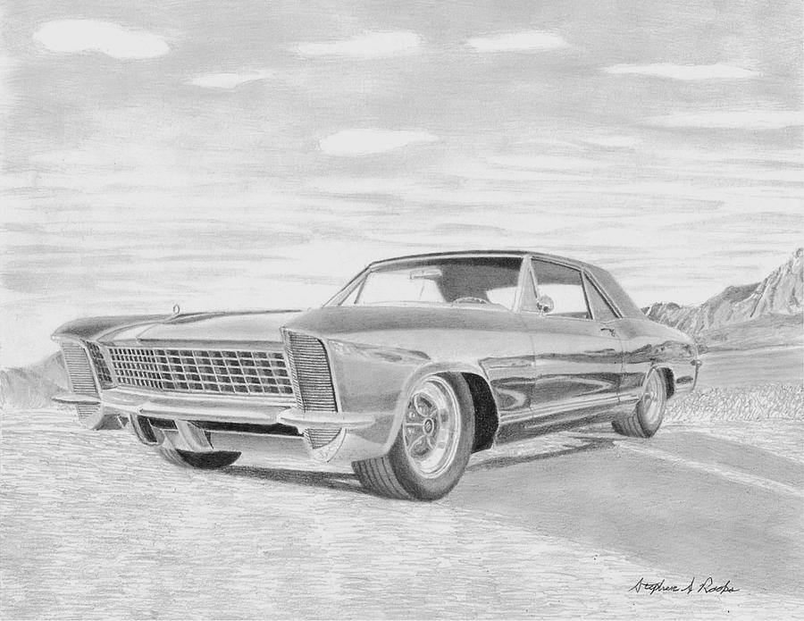 1965 Buick Riviera GS CLASSIC CAR ART PRINT Mixed Media by Stephen ...