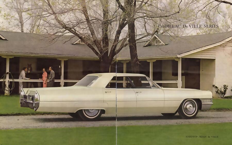 1965 Cadillac de Ville in cream Photograph by Vintage Collectables