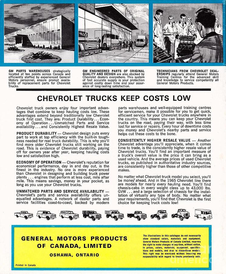 1965 Chevrolet HD Trucks Brochure page 16 Photograph by Vintage Collectables