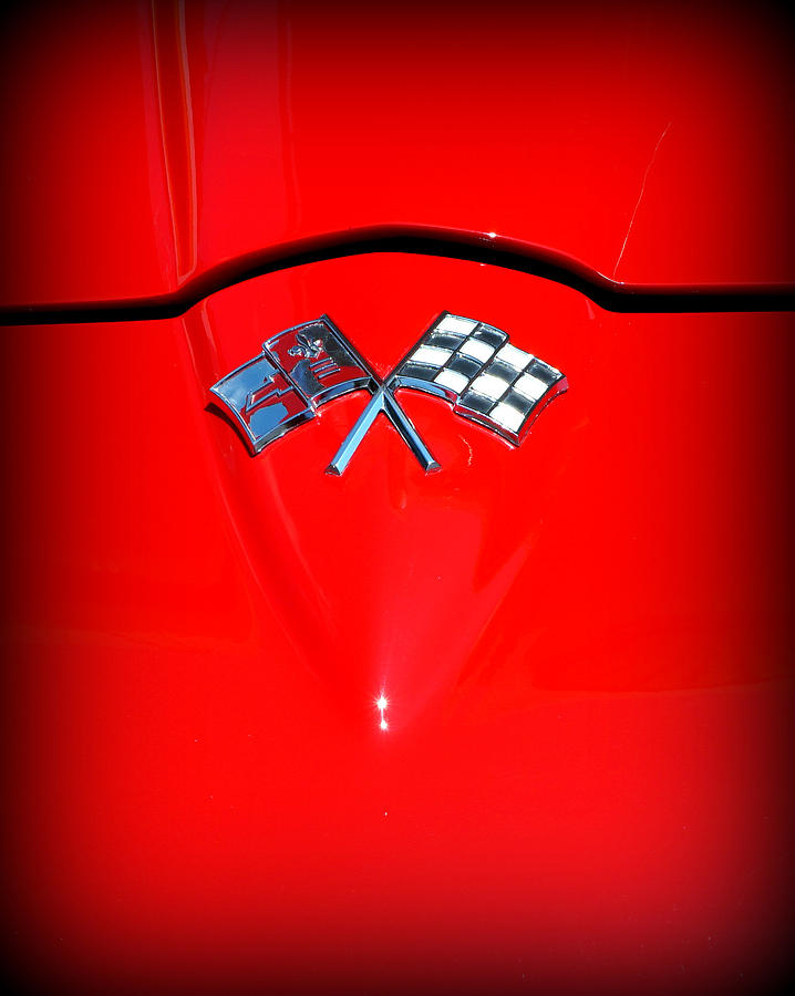 1965 Chevy Corvette Flag Emblem Photograph by Katy Hawk