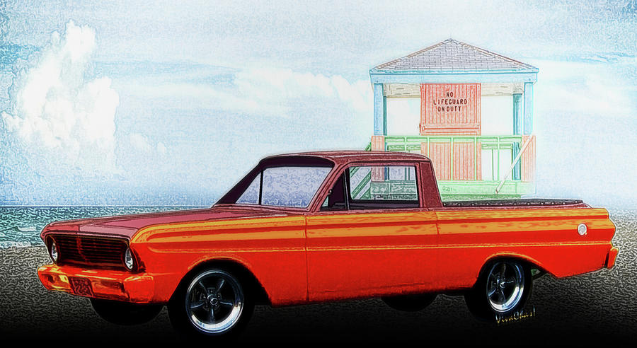 1965 Ford Falcon Ranchero Day at the Beach Photograph by Chas Sinklier