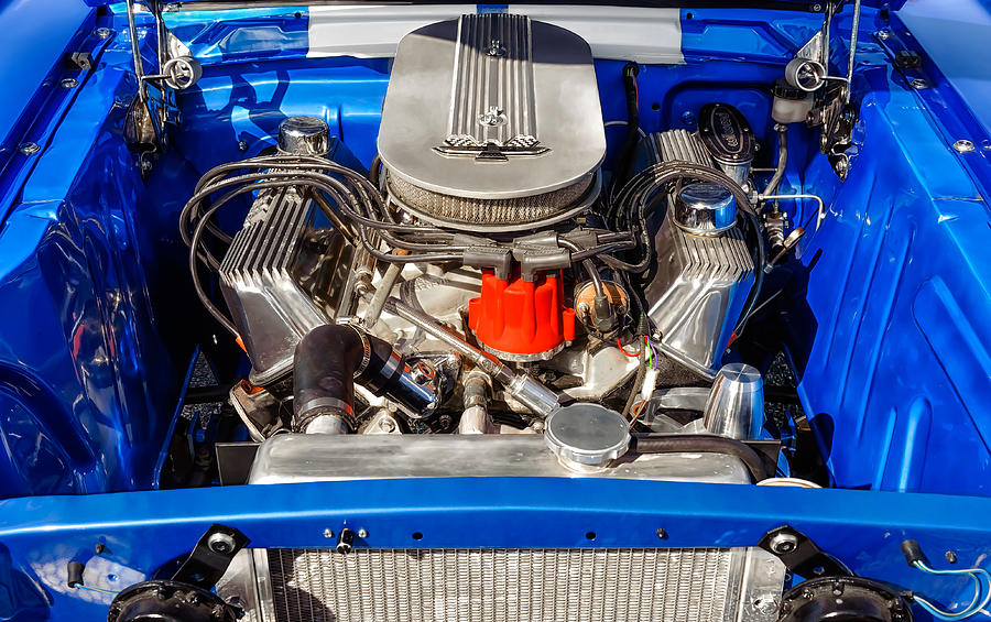 1965 Ford Mustang 427 Engine Compartment Photograph by Frank J Benz