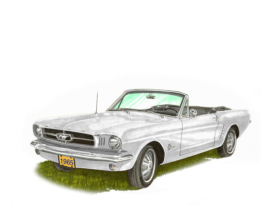 1965 Mustang Convertible Painting - Ford Mustang Convertible by Jack Pumphrey