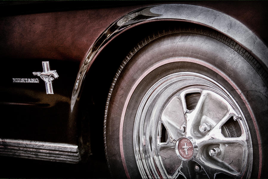 Car Photograph - 1965 Ford Mustang Wheel Emblem -0217ac by Jill Reger