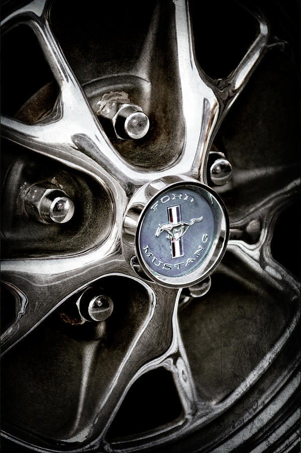 Car Photograph - 1965 Ford Mustang Wheel Emblem -0382ac by Jill Reger