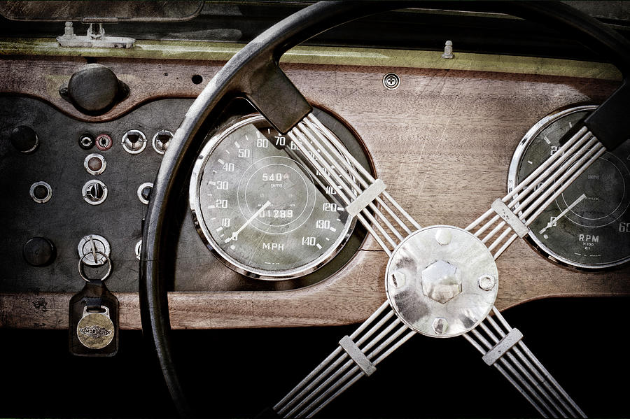 Car Photograph - 1965 Morgan Plus 4 Steering Wheel -1768ac by Jill Reger