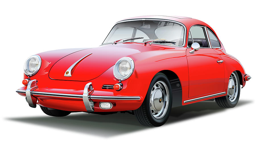 1965 PORSHE 356 SC Coupe Drawing by Alain Jamar